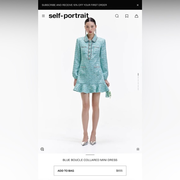 Self-Portrait Dresses & Skirts - Self Portrait BLUE BOUCLE COLLARED MINI DRESS